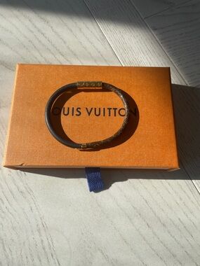 Louis Vuitton Brown and Gold Monogram Cuff Bracelet